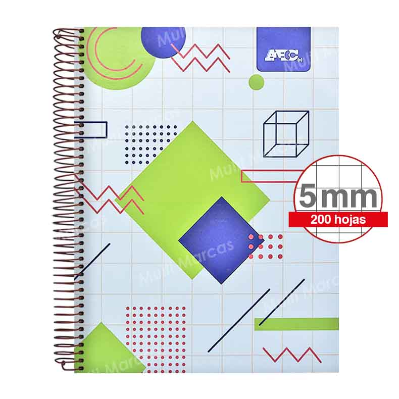 Cuaderno Espiral ABC ONE Con Diseño Anillo Metálico 200 Hojas Tamaño Carta Cuadricula Corriente