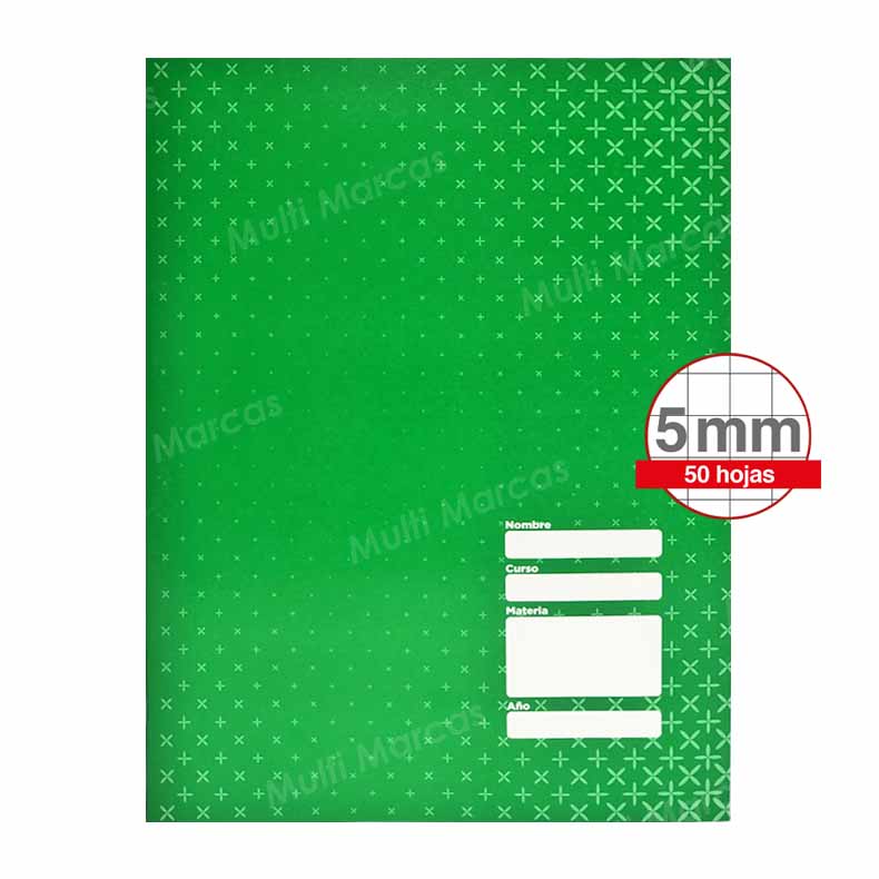 Cuaderno Artesanal de 100 Hojas, Tamaño Oficio Cuadrícula 5 mm. Anillo Plástico, Tapa de Colores Plenos