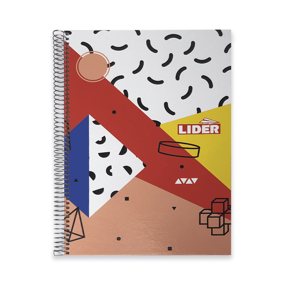 Cuaderno Espiral con 100 Hojas Blancas Tapa con Diseño Tamaño Oficio LIDER