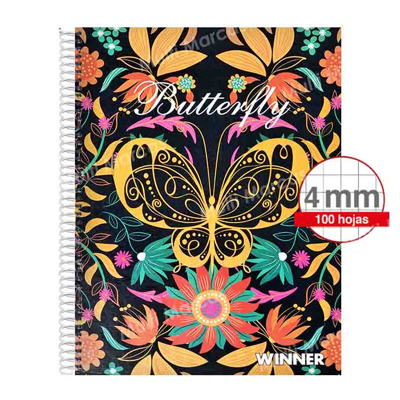 Cuaderno Espiral WINNER Colores Pasteles Anillo Plástico 100 Hojas Tamaño Carta Cuadrícula Corriente