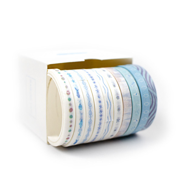 Washi Tape (Cinta Adhesiva con diseño) Paquete de 7 Washi Tapes + Hojas Stickers