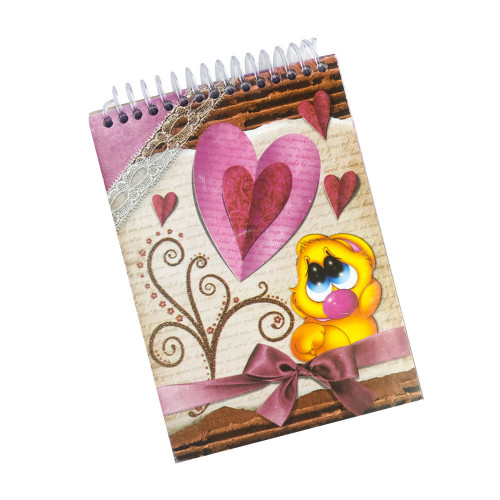 Cuaderno Artesanal de 100 Hojas, Tamaño Medio 1/2 Oficio Cuadrícula 5 mm. Anillo Plástico, Tapa con Diseño