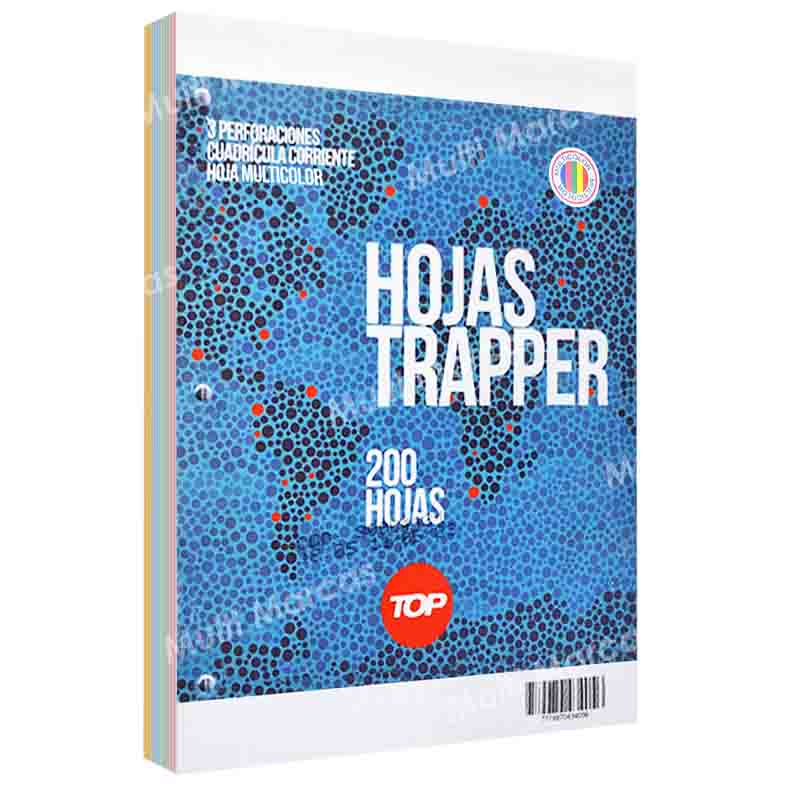 Paquete de 200 Hojas para Trapper Multicolor Flipo de 2 Perforaciones Tamaño Carta