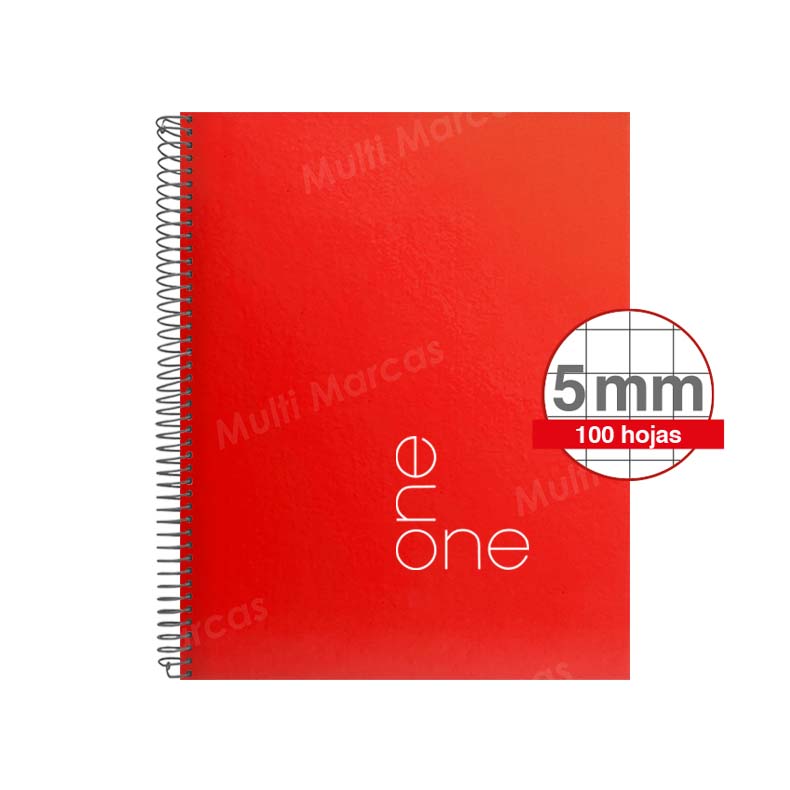 Cuaderno espiral ABC ONE Anillo Metálico 100 hojas tamaño Medio 1/2 Oficio cuadricula corriente