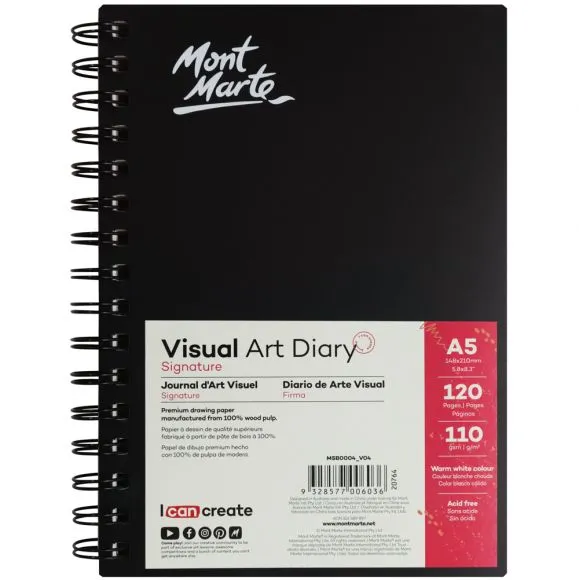 Diario de Arte Visual Mont Marte Signature 110 g/m² Tamaño A5 120 páginas MSB0004