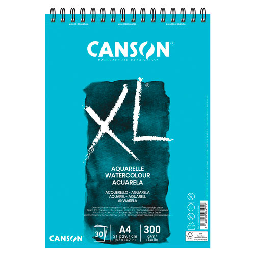 Bloc de Papel para Acuarela CANSON XL® Aquarelle con 30 Hojas de 300 g/m² Tamaño A4