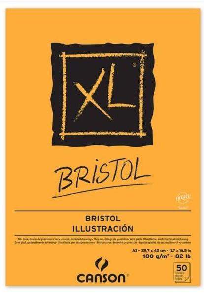 Bloc de Papel para Ilustración CANSON XL® Bristol con 50 Hojas de 180 g/m² Tamaño A3