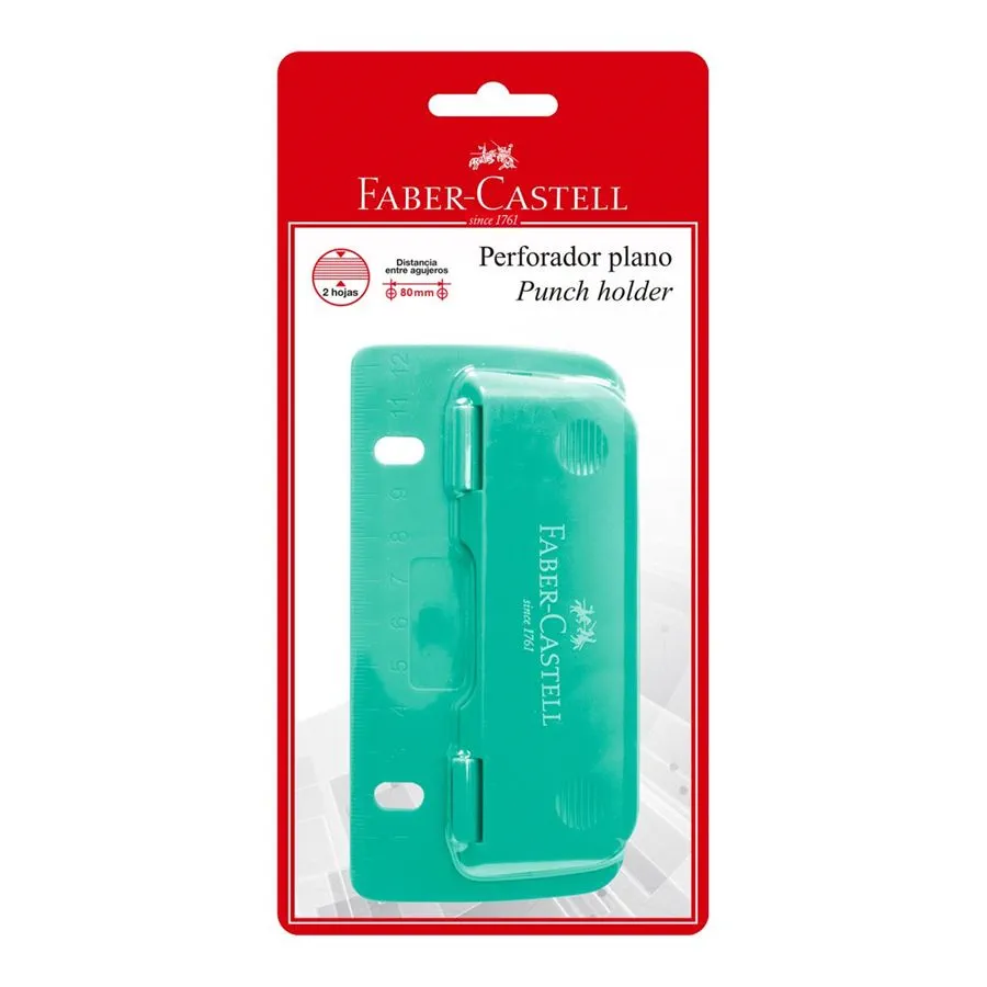 Perforadora plano de 2 Perforaciones Color Verde Claro - Mod.500363 - Faber Castell