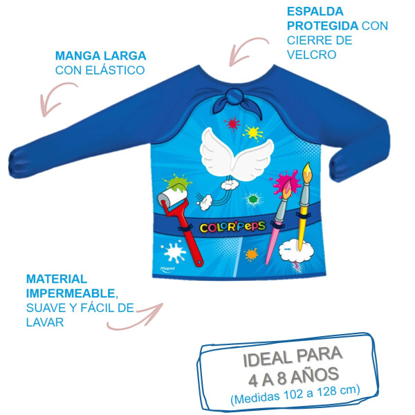 Bata De Pintor / Mandil Infantil Azul, Para Niños de 102 a 128 cm. - 820410 - Maped