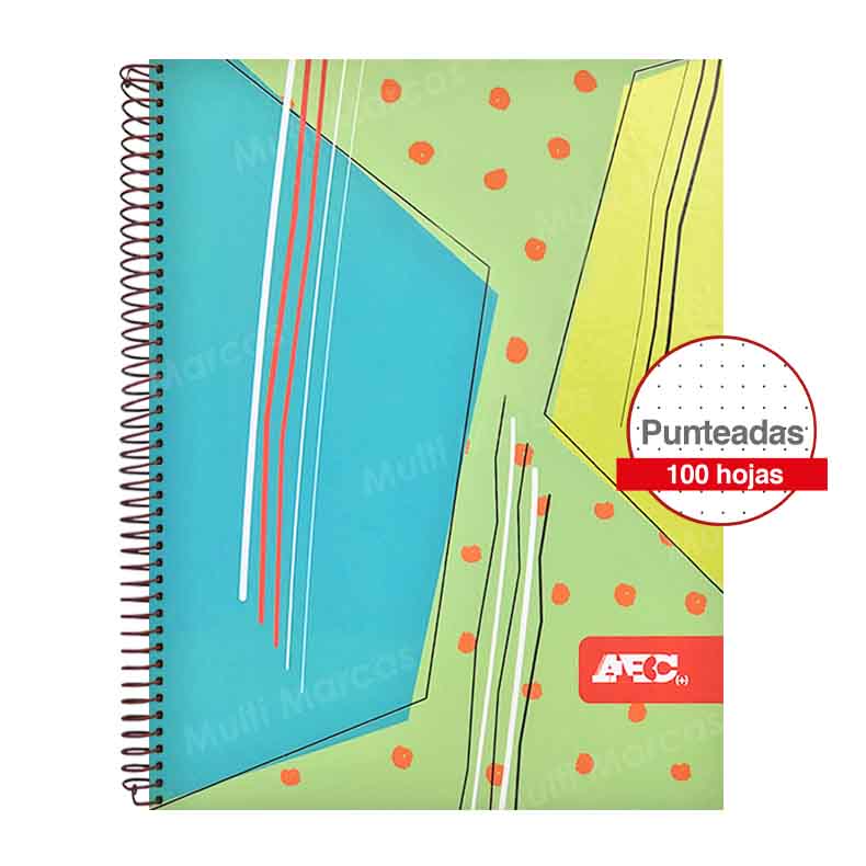 Cuaderno Empastado ABC ONE Colores Fuertes 100 Hojas Tamaño Oficio Cuadrícula Corriente