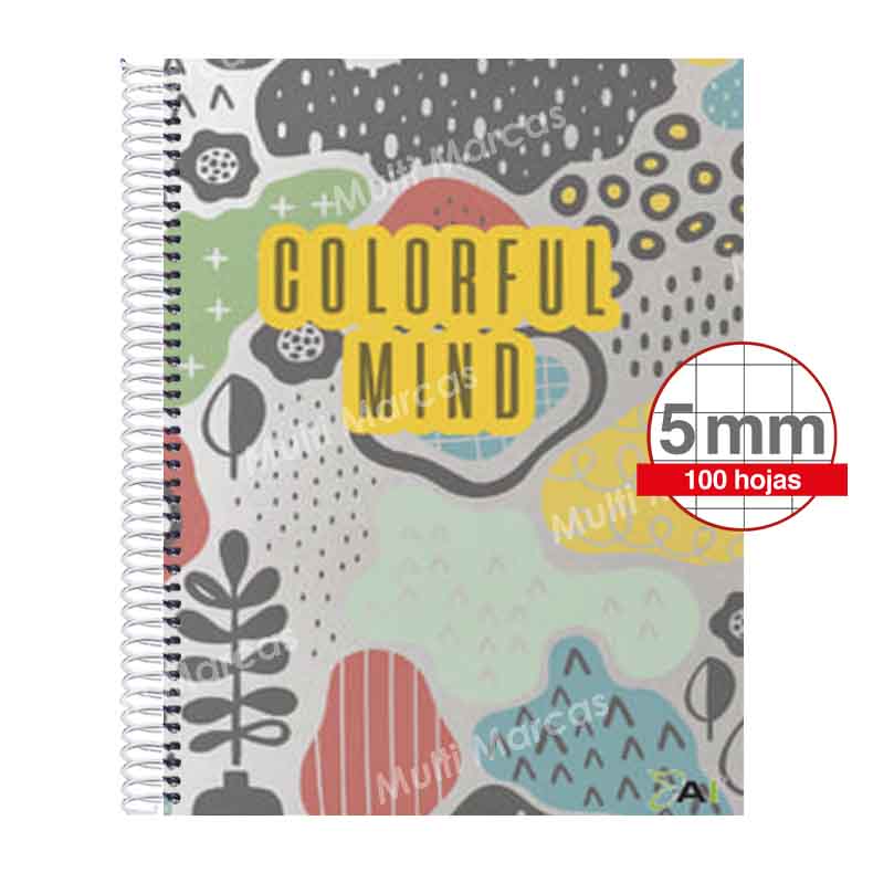 Cuaderno Anillado Espiral Doble Plástico Carta TOP Color Pleno 100 Hojas Rayadas