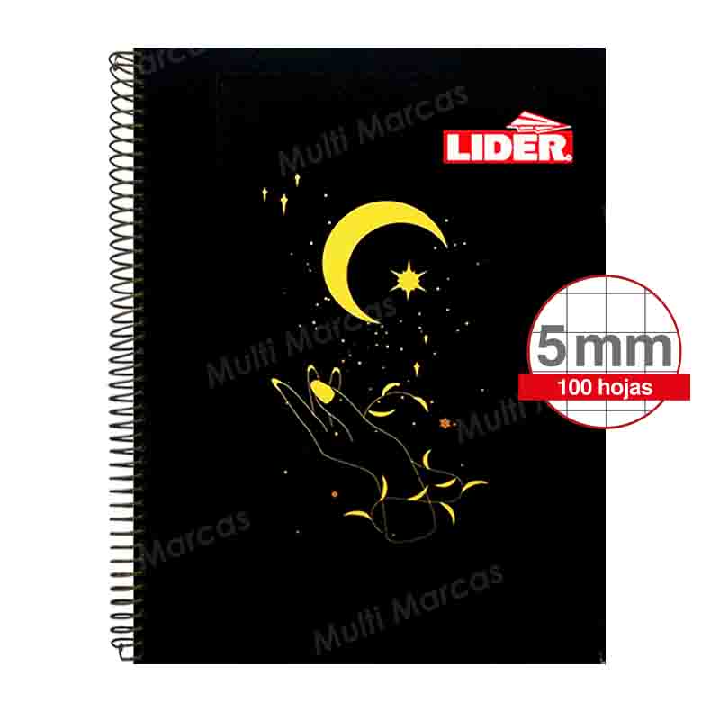 Cuaderno Espiral Metálico Tamaño Carta LIDER Color Pleno 100 Hojas Cuadricula Intermedia (Elva))