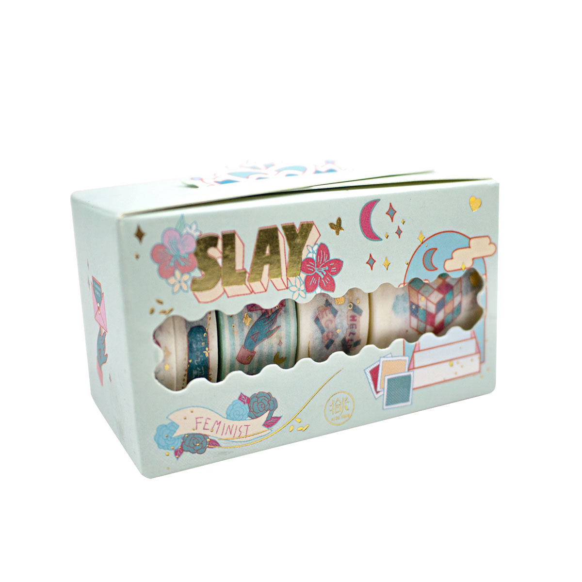 Set de 5 Washi Tape (Cinta Adhesiva con diseño) en caja MPC55