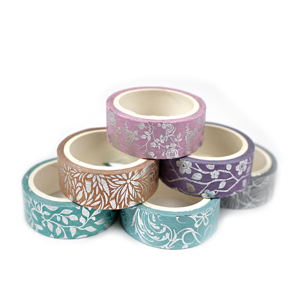 Set de 6 Washi Tape (Cinta adhesiva decorativa) con diseño vegetal