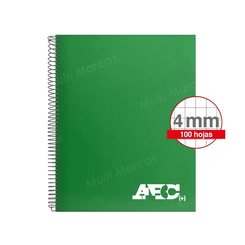 Cuaderno Espiral ABC Tamaño Medio 1/2 Oficio Cuadrícula Intermedia