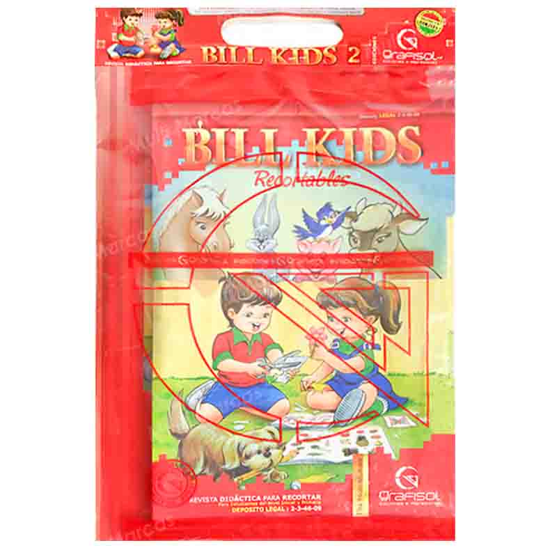Revista Didáctica Para Colorear y Recortar Bill Kids 2 Rojo Para Nivel 2do Para Nivel Inicial y Primaria