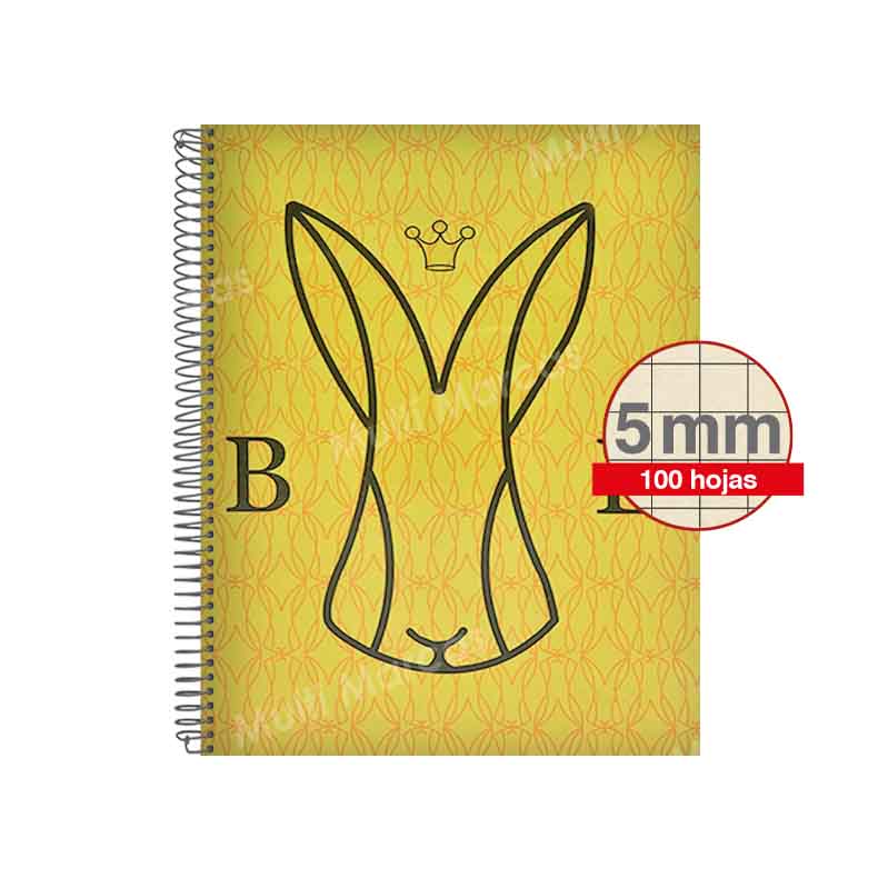Cuaderno Con Espiral Metálico Tamaño Medio 1/2 Oficio con 100 Hojas Recicladas Cuadrícula 5 mm. Temática Bonny Lovy - PAPELBOL