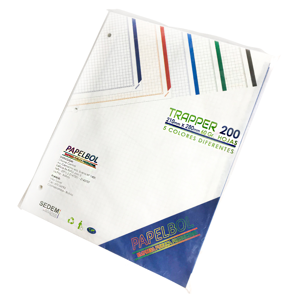 Paquete de 200 Hojas para Trapper Multicolor Tamaño Carta 5 Perforaciones  ABC HTPABC017