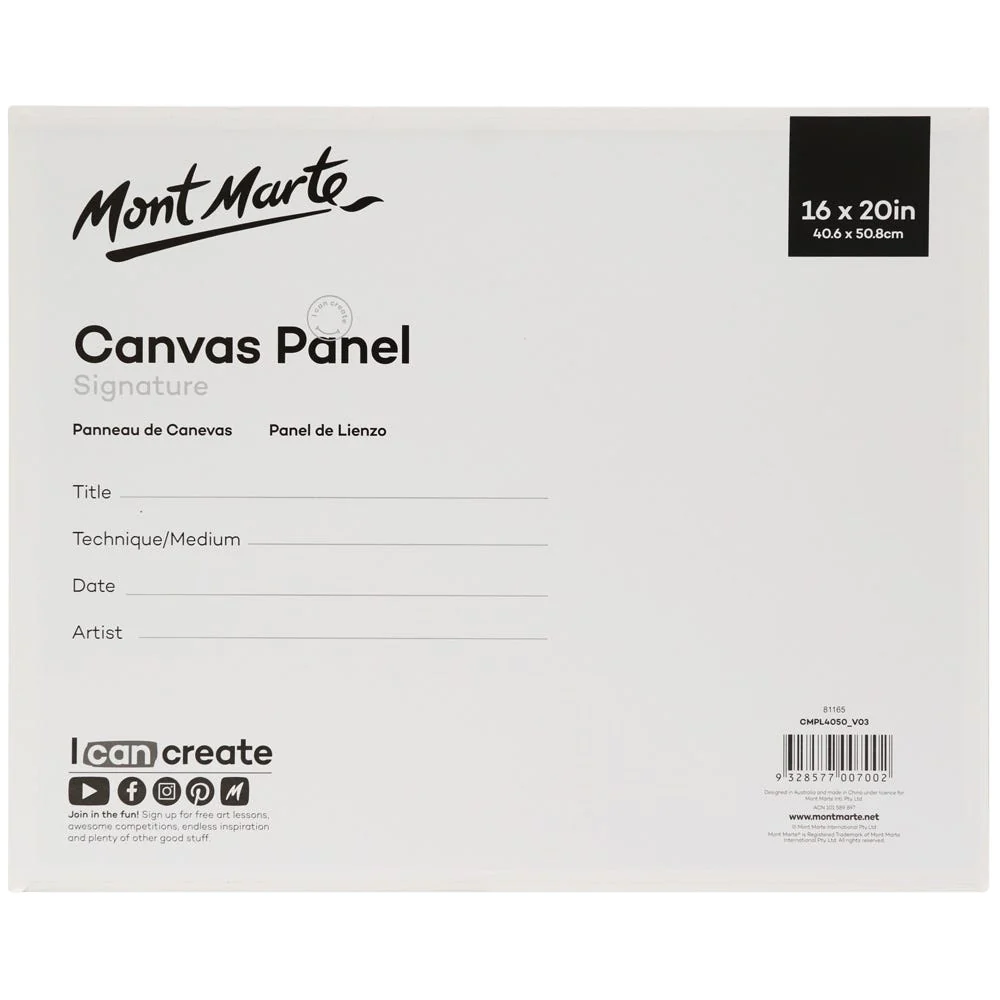 Panel de lona Signature (Lienzo) 1 pieza 40,6 x 50,8 cm (16 x 20 pulg.) Mont Marte CMPL4050