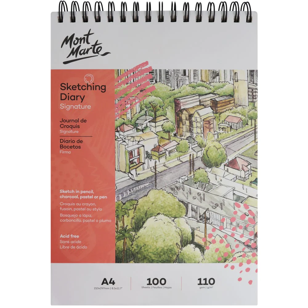 Diario visual Cubierta de papel Signature - 110 g/m² - Tamaño A4 - 120 páginas - Mont Marte MSB0074