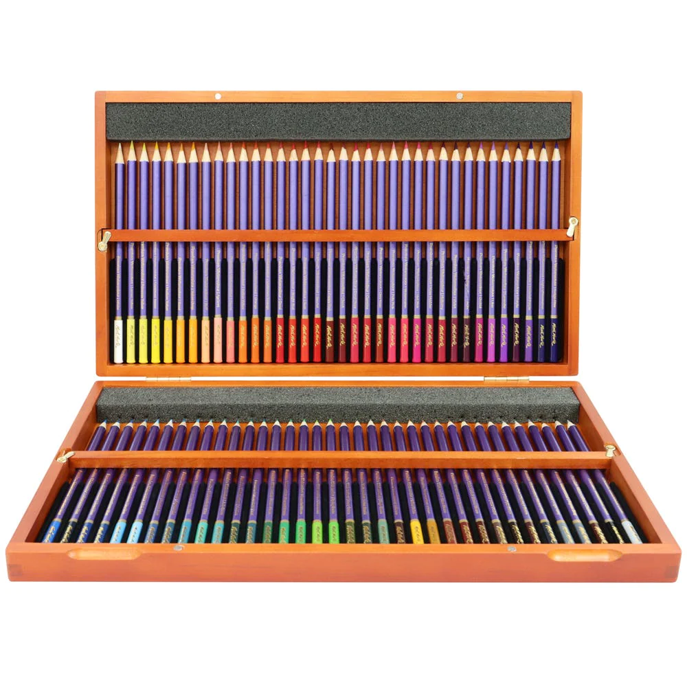 Estuche de Madera con 72 Lápices de Colores Acuarelables para Artistas Premium - Mont Marte - MPN0120