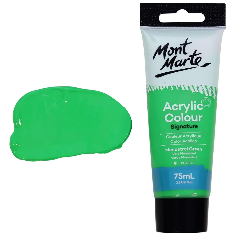 Tubo de Pintura Acrílica Signature 75ml - Color Verde Monastral - Mont Marte - MSCH7521