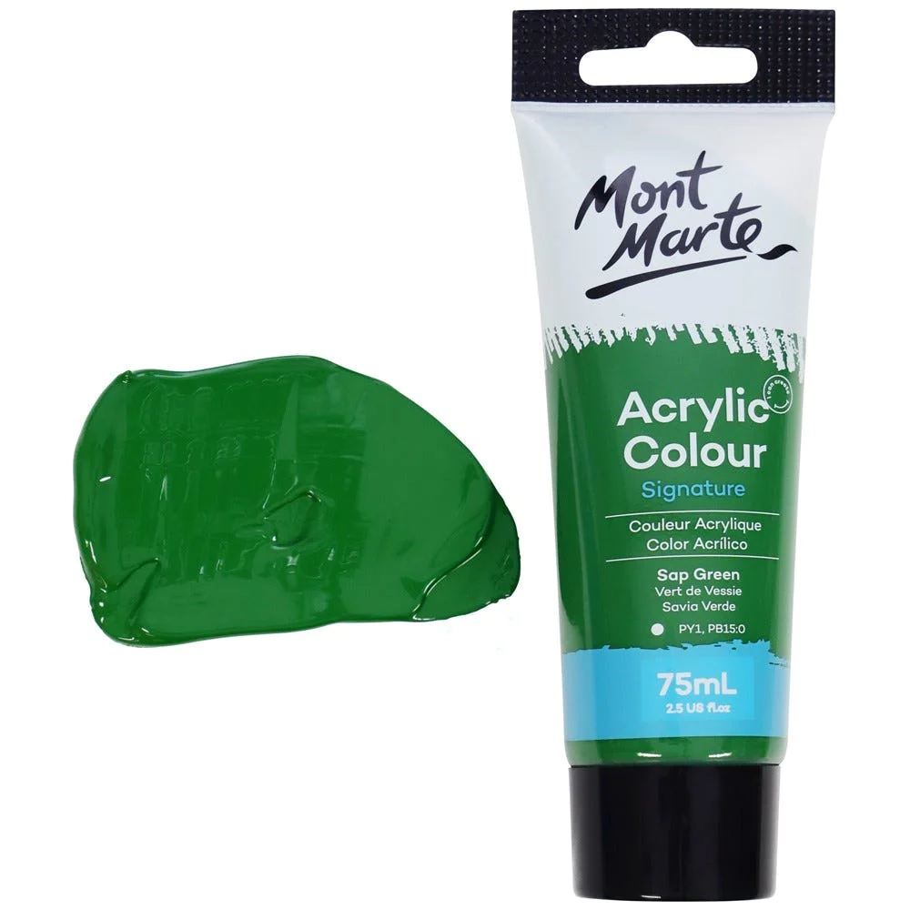 Tubo de Pintura Acrílica Signature 75ml - Color Savia Verde - Mont Marte - MSCH7526