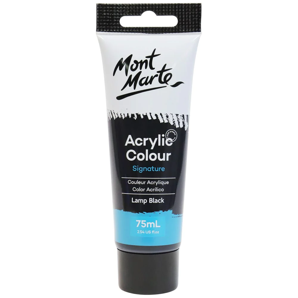 Tubo de Pintura Acrílica Signature 75ml - Color Negro de Lámpara - Mont Marte - MSCH7532