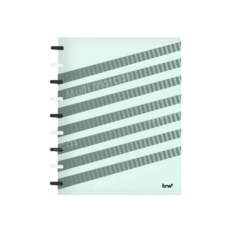 Paquete de Recarga / Repuesto de 80 Hojas Coloridas en Degradé con Rayas Blancas Para Cuaderno de Discos 17.3 x 23.2 cm. - 90 Gramos - BRW - CD1042