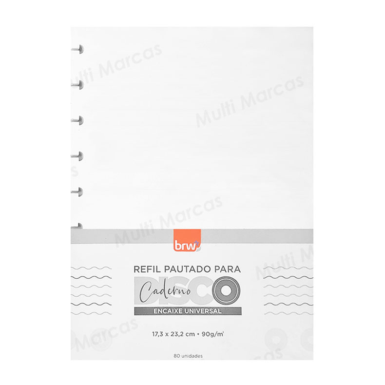 Paquete de Recarga / Repuesto de 80 Hojas Coloridas en Degradé con Rayas Blancas Para Cuaderno de Discos 17.3 x 23.2 cm. - 90 Gramos - BRW - CD1042