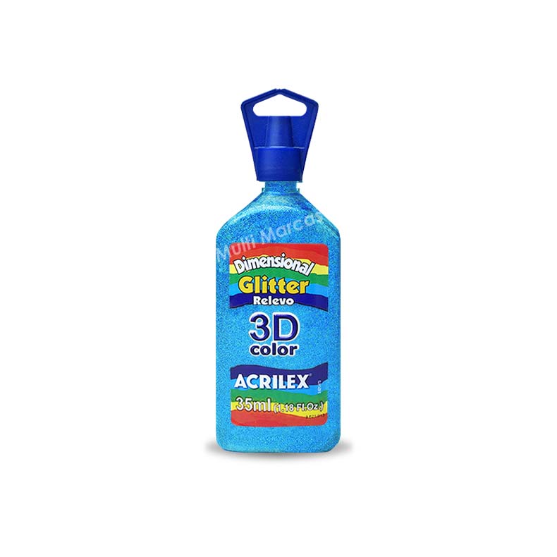 Dimensional Glitter Relieve 3D Color de 100 ml Color Azul ACRILEX