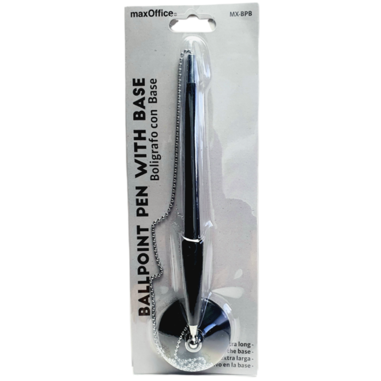 Bolígrafo con Cadena y Base Adhesiva en Blister, 1 mm, Tinta Azul - MX-BPB - maxOffice