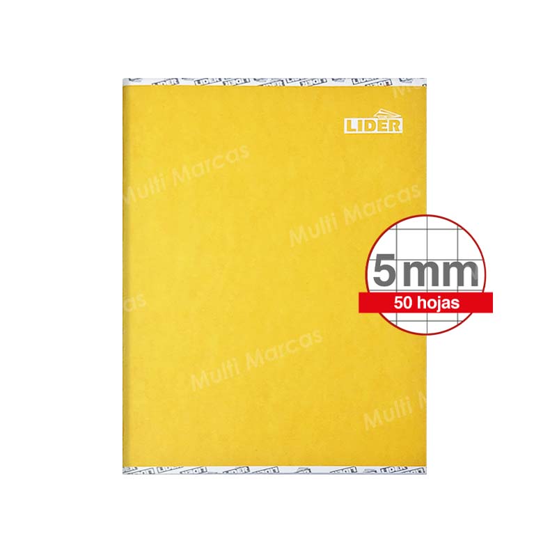 Cuaderno Engrapado de 50 Hojas Cuadricula Corriente 5 mm. - LIDER