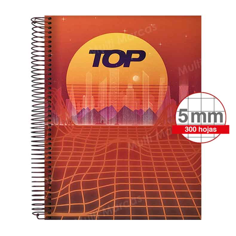 Cuaderno Anillado Doble Metálico Medio 1/2 Oficio TOP 100 Hojas Cuadricula corriente