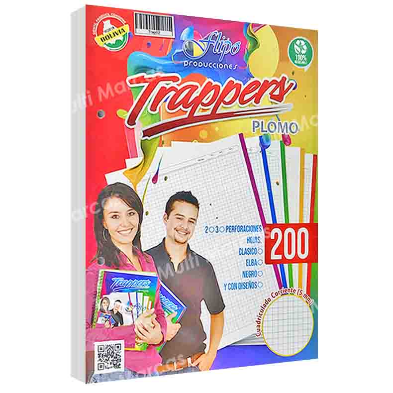Paquete de 200 hojas Trapper TOP color Gris 3 perforaciones Carta
