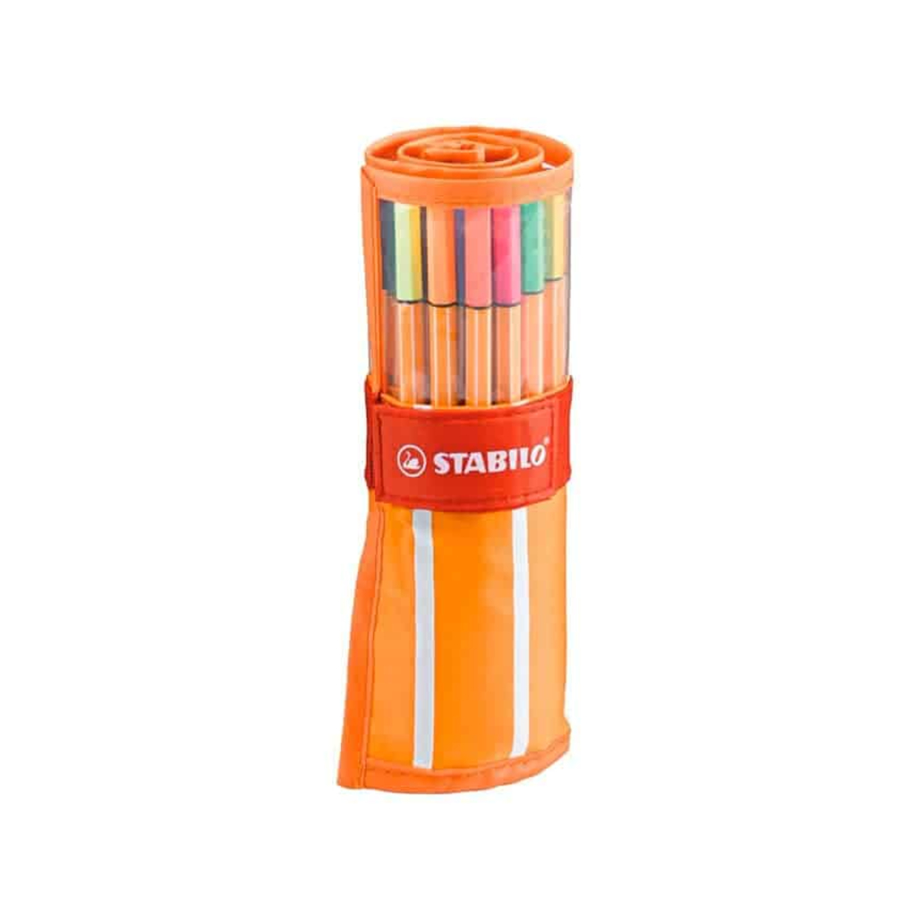 Set de 30 Micropuntas Stabilo Point-88 + Estuche Roller Naranja