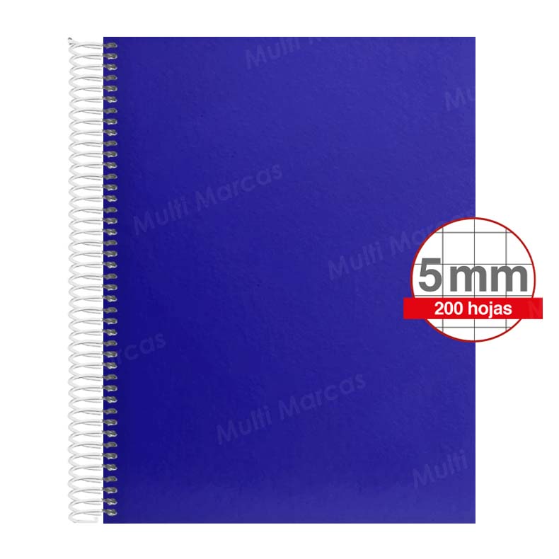 Cuaderno Artesanal de 200 Hojas, Tamaño Carta Cuadrícula 5 mm. Anillo Plástico, Tapa de Colores Plenos