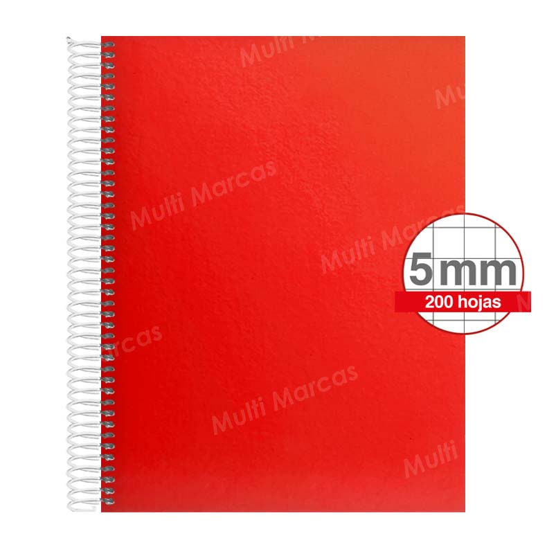 Cuaderno Artesanal de 200 Hojas, Tamaño Carta Cuadrícula 5 mm. Anillo Plástico, Tapa de Colores Plenos