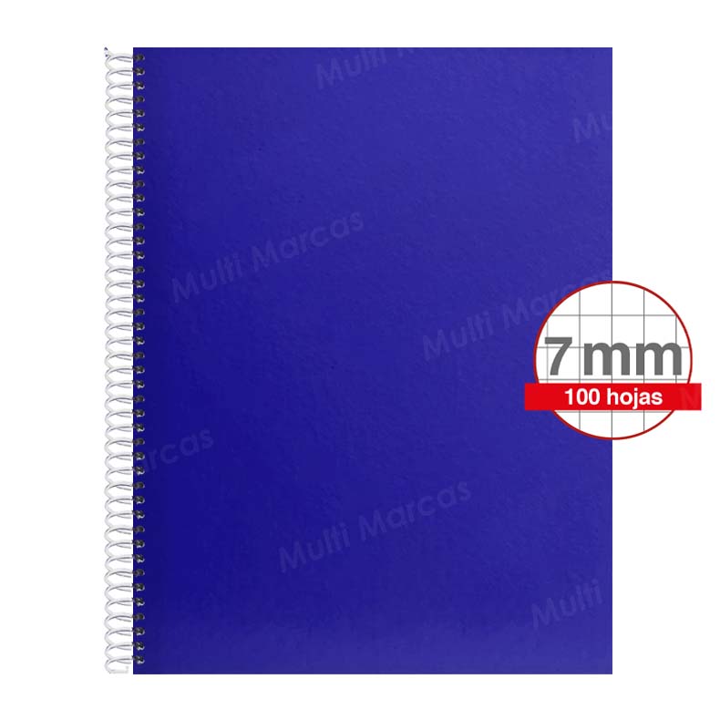 Cuaderno Artesanal de 100 Hojas, Tamaño Carta Cuadrícula 7 mm. Anillo Plástico, Tapa de Colores Plenos