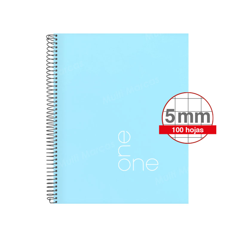 Cuaderno espiral ABC ONE Anillo Metálico 100 hojas tamaño Medio 1/2 Oficio cuadricula corriente Colores Pasteles
