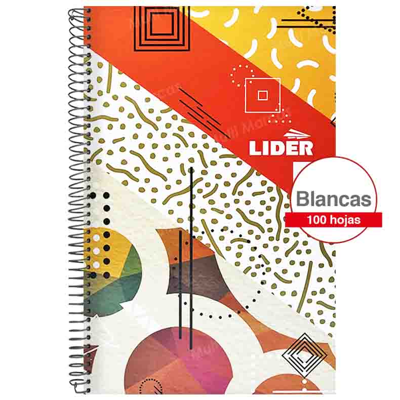 Cuaderno Espiral con 100 Hojas Blancas Tapa con Diseño Tamaño Oficio LIDER