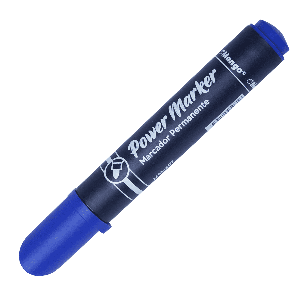 Marcador Permanente Punta Redonda Color Azul - MM607 - Mango