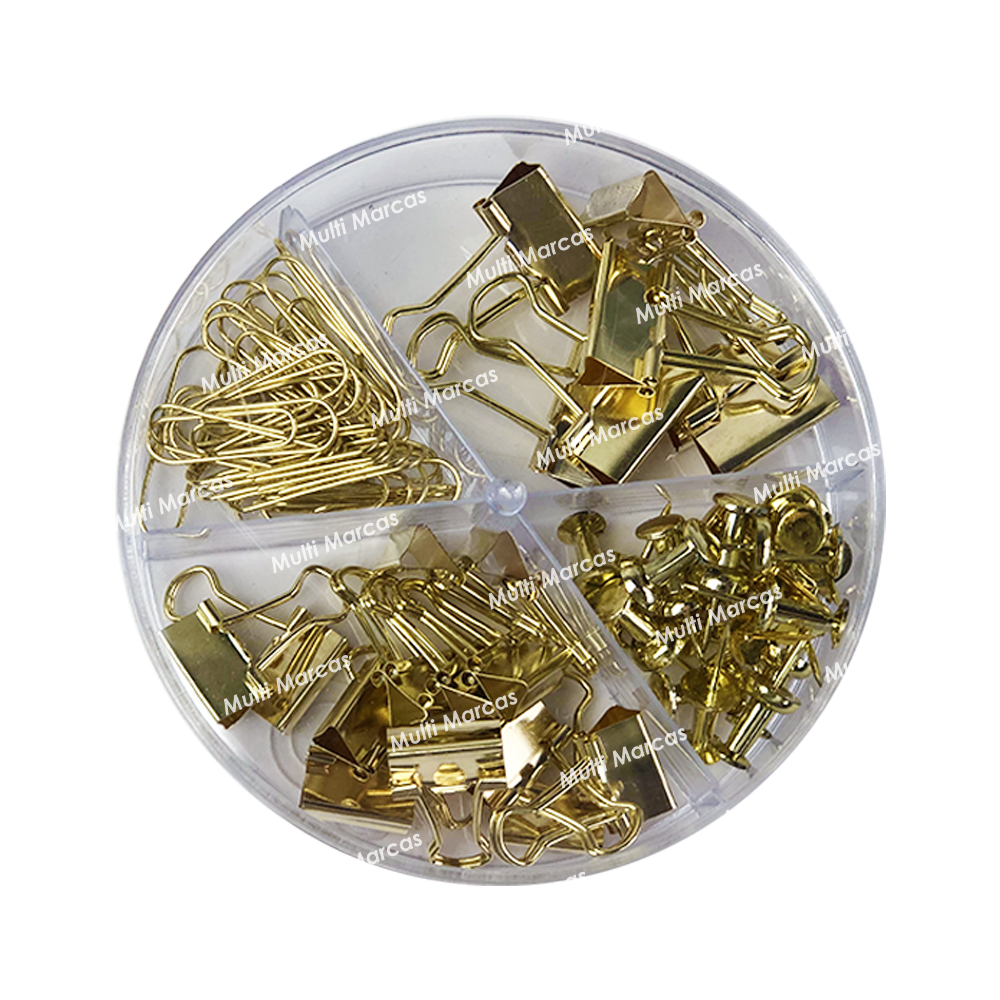 Set de Binder Clips, Push Pins, Clips 4 en 1 Color Oro / Dorado - 7705-2