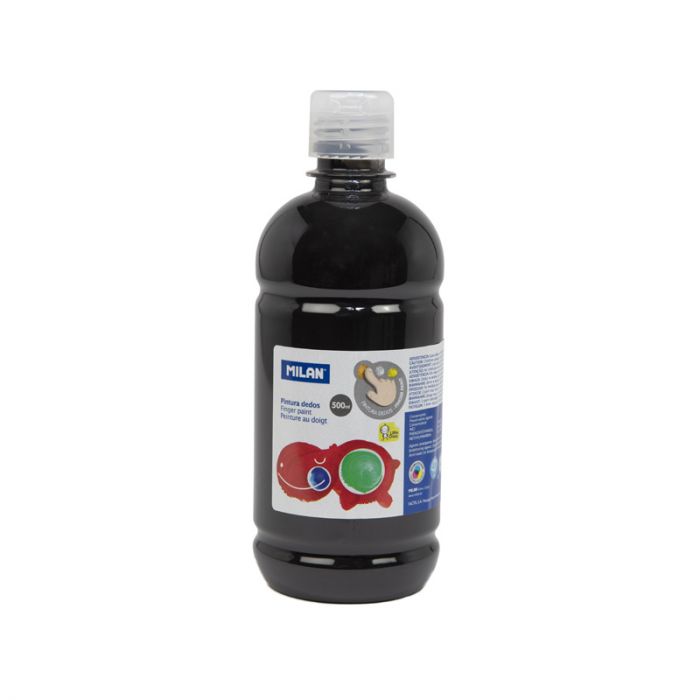 Bote de Pintura a Dedos de 500 ml. Color Negro - 031680 - MILAN