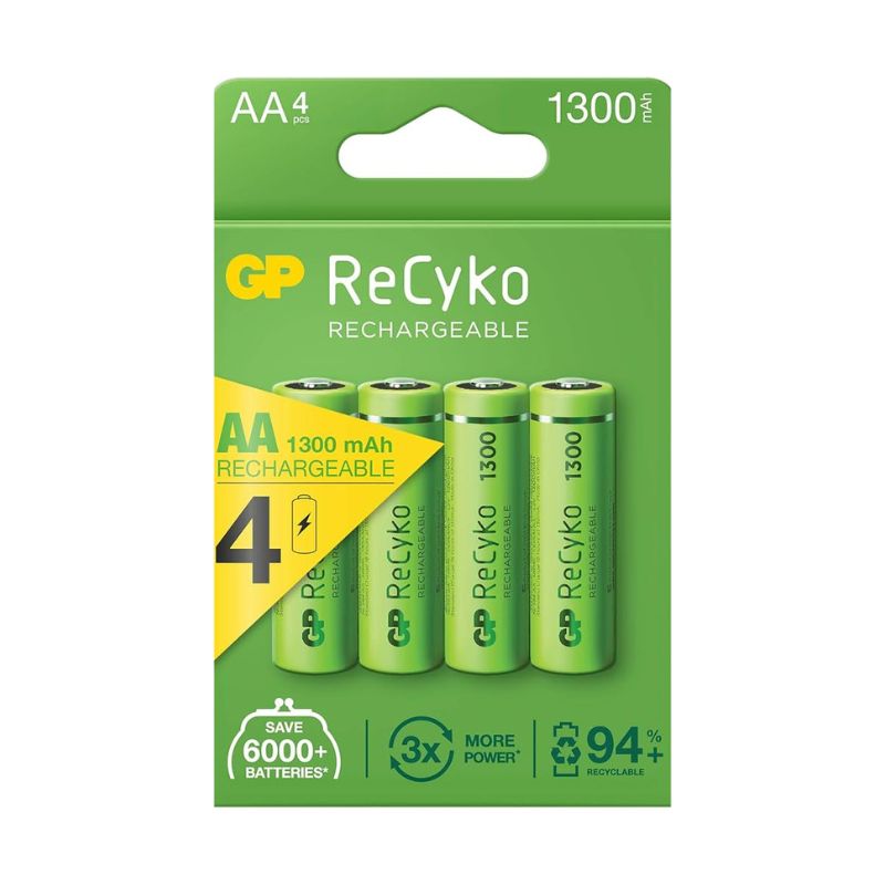 Set de 4 Pilas Recargables AA de 1300 mAh - GP