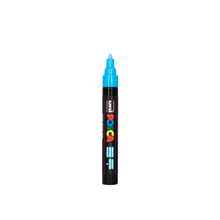 Marcador Uni-POSCA PC-5M Punta Media de 1.8 a 2.5 mm. Color Celeste / Azul Claro / Light Blue- POSCA