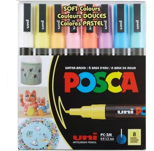 Set de 8 Marcadores Uni-POSCA Colores Pastel PC-3M Punta Media de 0.9 A 1.3 mm. - POSCA