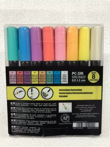 Set de 8 Marcadores Uni-POSCA Colores Pastel PC-3M Punta Media de 0.9 A 1.3 mm. - POSCA