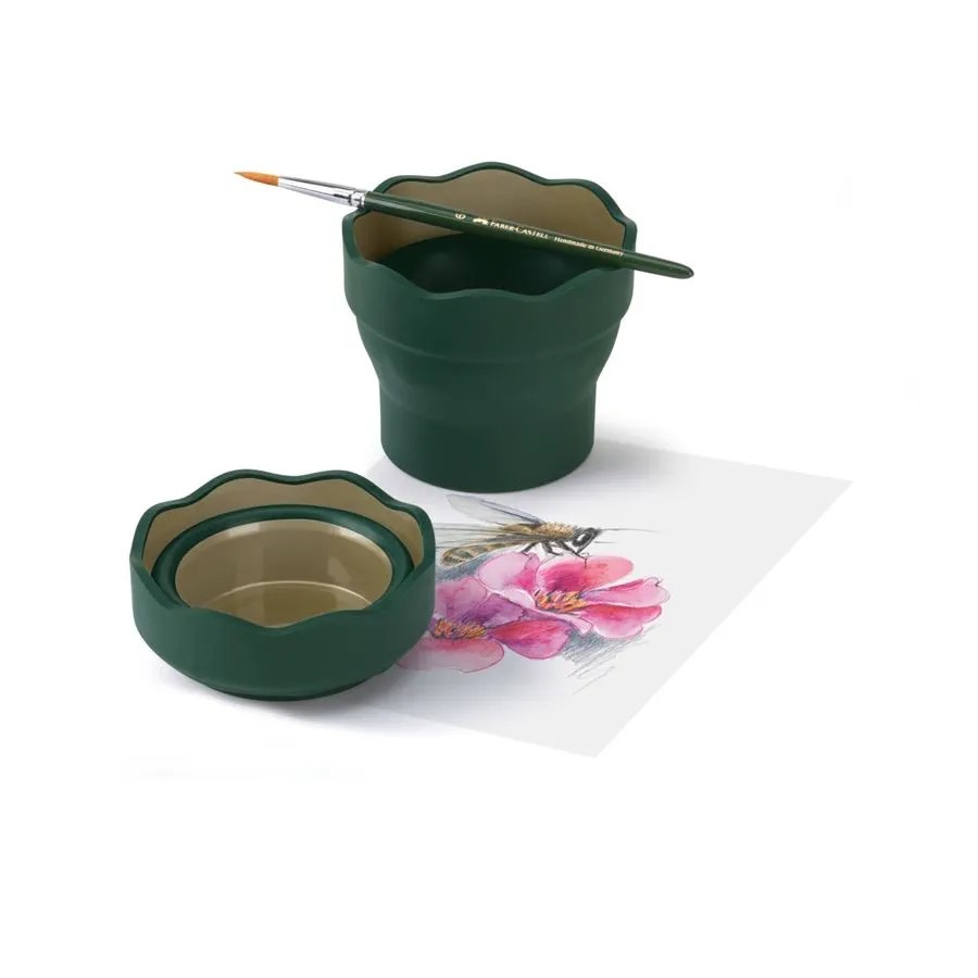 Vaso / Taza Plegable de Goma Para el Agua Clic & Go, Color Verde - 181520 - Faber-Castell