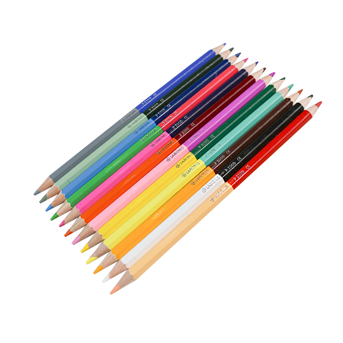 Set de 12 Lápices de Colores Largos Bicolor P5000 SABONIS